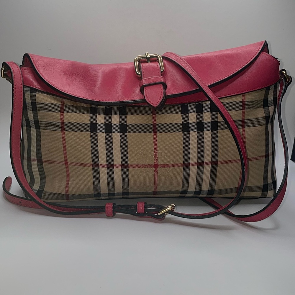 Burberry Horseferry Check Small Crossbody Bag Pink/Beige - Picture 1 of 16
